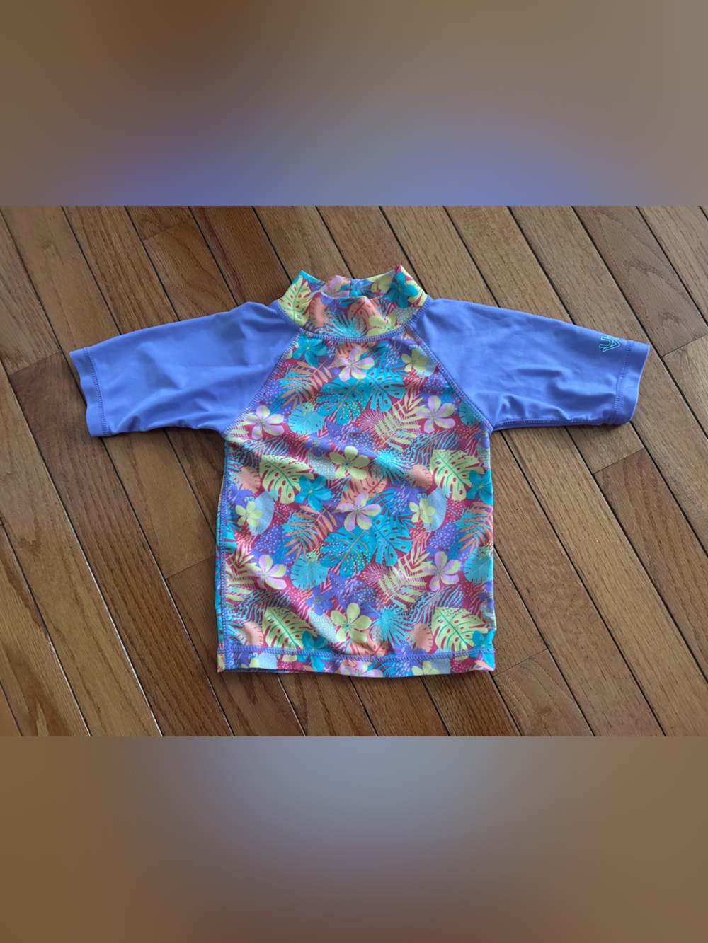 UV Skinz Tropical Purple Shortsleeve Rashguard Girls 3T